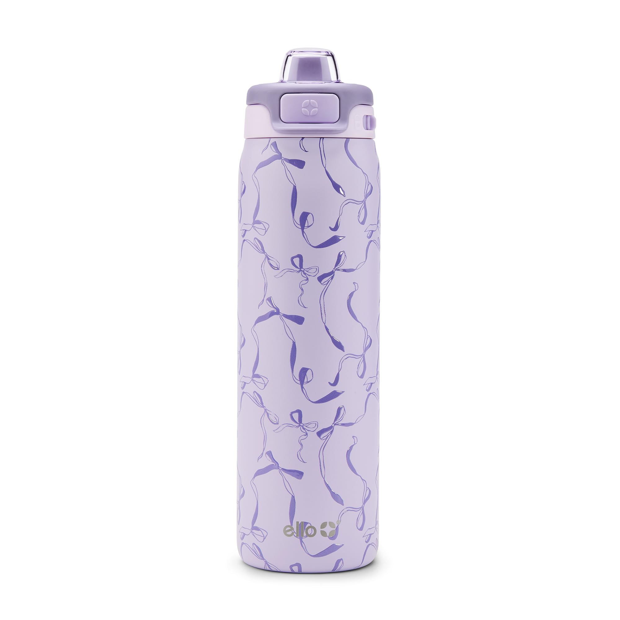Photo 1 of **UNTESTED**
Ello Pop & Fill 22oz Stainless Steel Water Bottle with QuickFill Technology, Double Walled and Vacuum Insulated Metal, Leak Proof Locking Lid, Straw and Chug, Reusable, BPA Free, Take a Bow