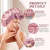 ACWOO Satin Bonnet Hair Wrap Sleep Cap with Elastic Band for Women Girls view 3