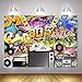 Mocsicka 90s Party Backdrop Hip Pop Graffiti 90s Photography Background 7x5ft Vinyl 90s Birthday Party Banner Backdrops