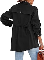 Ebifin Women's Military Anorak Jacket Zip Up Snap