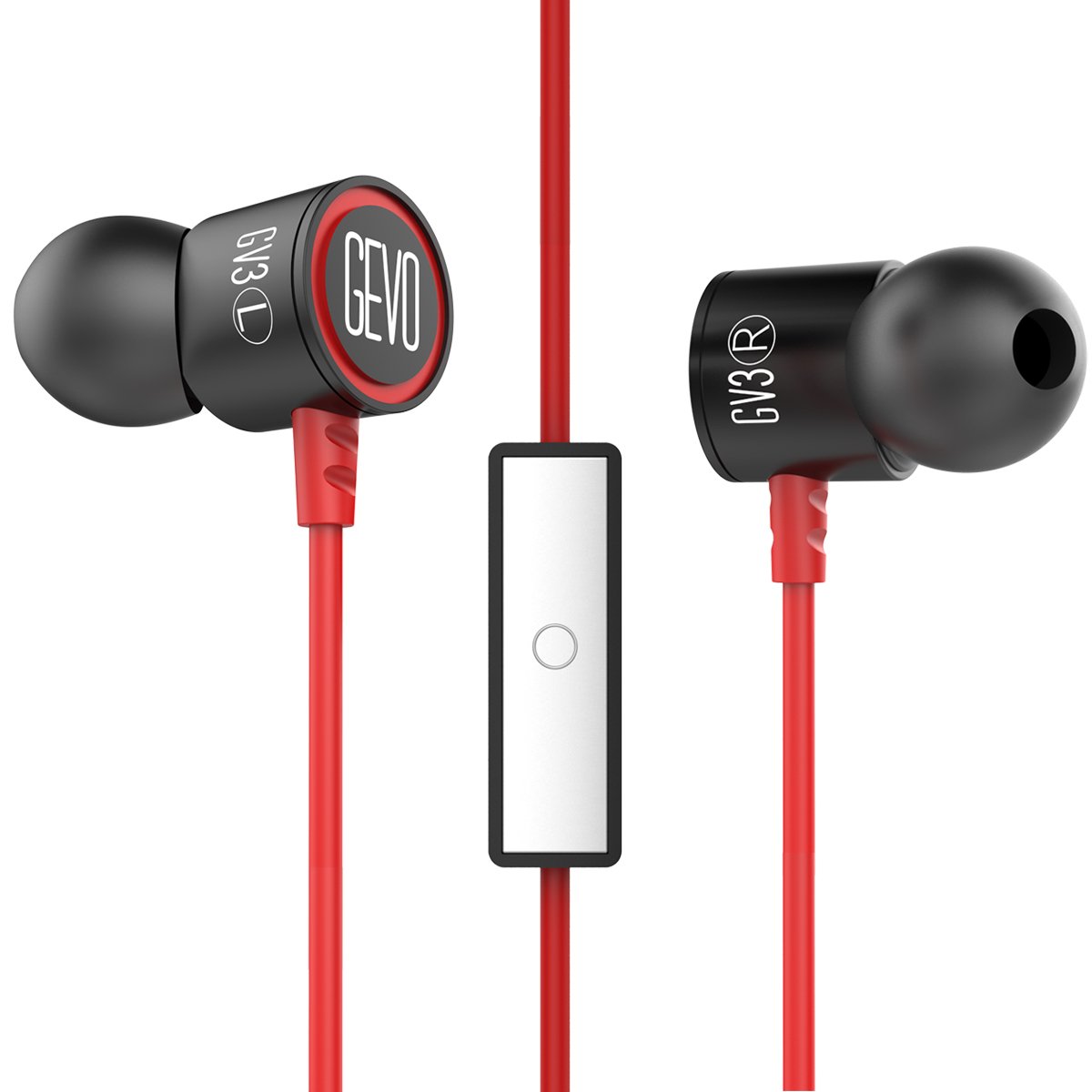 Zakitane In-Ear Earbud Sport Earphones Noise Isolating Headphones with Microphone Stereo Bass Dynamic Crystal Clear Sound, Ergonomic Comfort-Fit, for iPhone 6 / 6 Plus /5 / 5c /SE 4 and Android Phones (Black&Red)