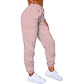 Waitfairy Womens High Waisted Sweatpants Ribbed Knit Pants Drawstring Jogger Pant Loungewear