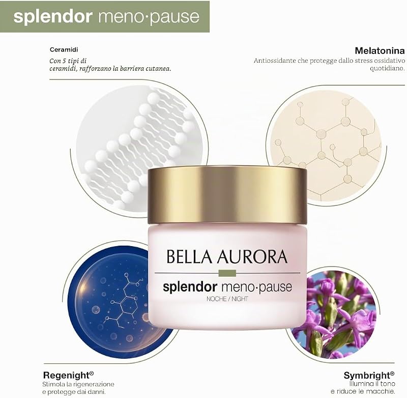 Splendor Menopause Notte | Crema antietà correttore per pelle matura | Rigenera durante la notte, riduce le rughe, apporta compattezza e densità | Con ceramidi e melatonina | 50 ml