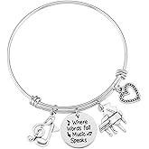 AHAETH Music Themed Gifts For Women Bracelet Teen Girls Music Teacher Pianist Ornament Music Note Charm Piano Lover Musical Bracelet