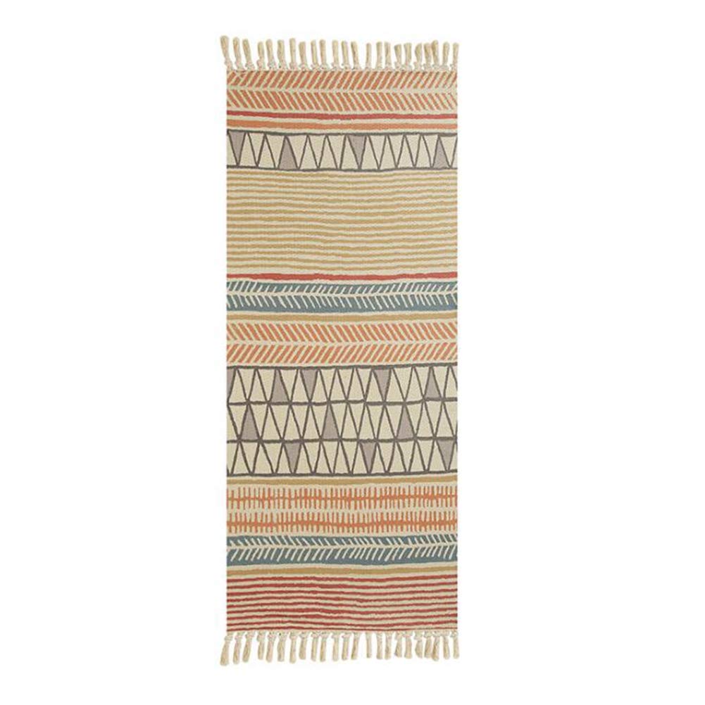 EmyTock Carpet,Vintage Cotton Area Rug,Hand Woven Print Tassels Throw Rugs Door Mat,Indoor White Area Rugs for Living Room, Bathroom, Bedroom