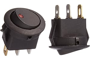 THE INSTALL BAY Install Bay Round Rocker Switch with Red Led No Leads 5 Bag- IBRRSR