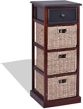 Wooden Bedside Table Nightstand Chest Cabinet Bedroom Furniture Drawer Baskets