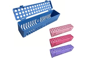 ELICTECH Dental Autoclave Sterilization Cassettes Rack Box Dental Instrument Cassette Sterilizing Tray Container Cool Sterilization Plastic Tray (Upgrade Version- 4 Color)