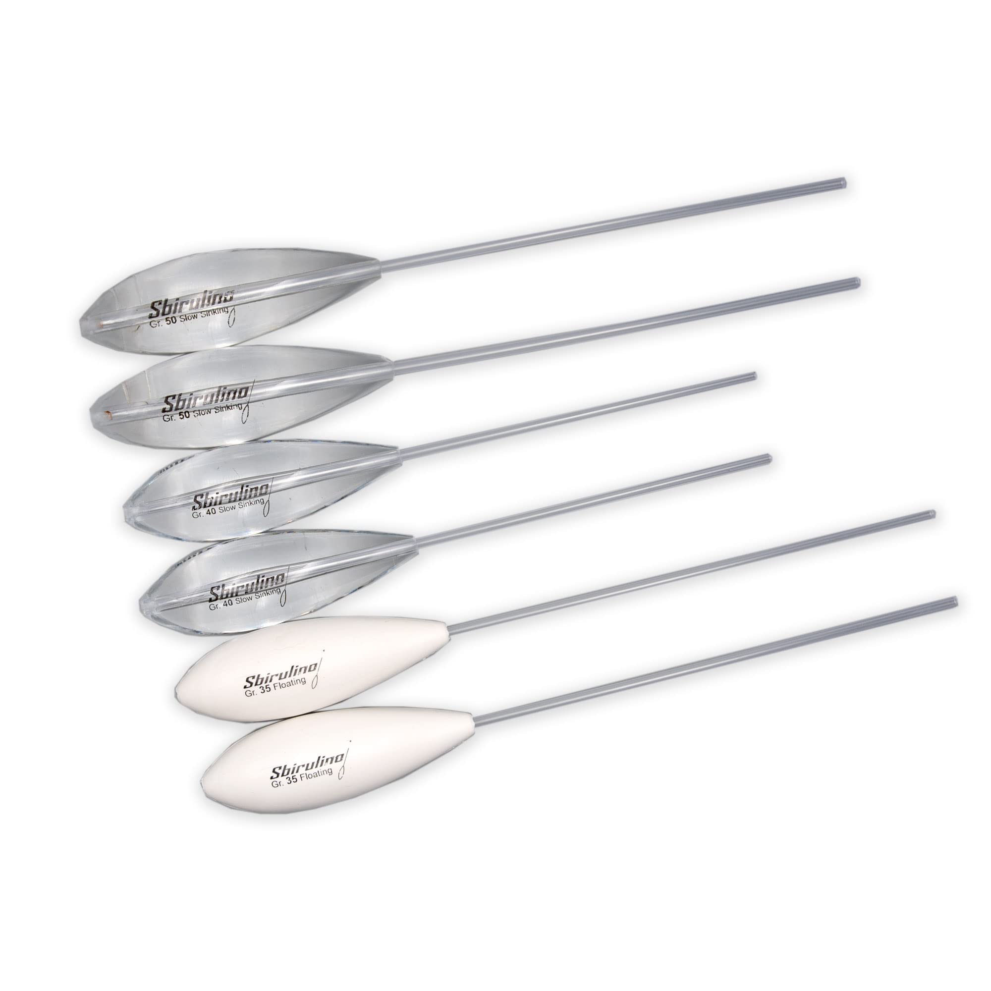 Sbirulino® Kit MIX 6 unidades de bombardas de pesca flotantes y semihundidas