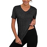 Mazulun V Neck Workout Tops for Women UPF 50+ Breathable Loose Fit Short Sleeve Tee Shirt Yoga Gym Basic T Shirts