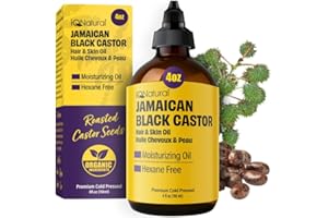 IQ Natural Jamaican Black Castor Oil for Hair and Skin Conditioning, 100% Pure Cold Pressed, Scalp, Nail and Hair Oil - (Unsc