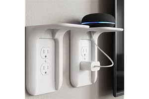 2Pack Outlet Shelf Wall Holder, Power Perch Wall Outlet Shelf–Space Saving Wall Shelf Organizer–Renter Friendly(White)