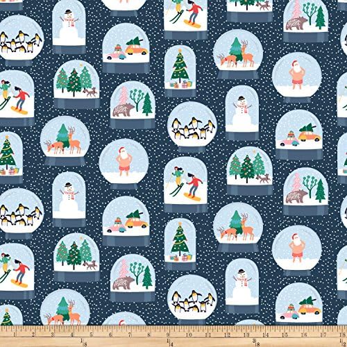 Dear Stella Waiting For Santa Snow Globes Multi Fabric By The Yard