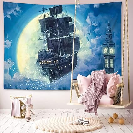 Amazon Com Disney Collection Tapestry Peter Pan Flying Ship