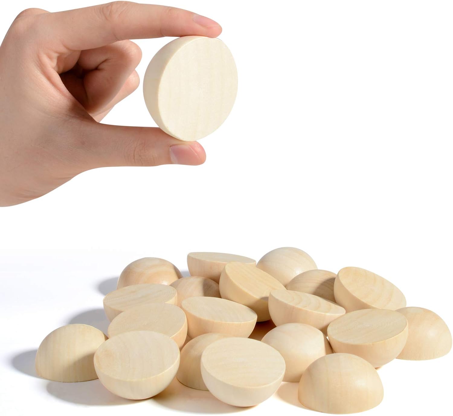 Split Wood Balls 2 inch, 30 Pack Unfinished Half Wooden Balls, Half Craft Balls for Kids Arts and DIY Wreaths : Kitchen & Dining