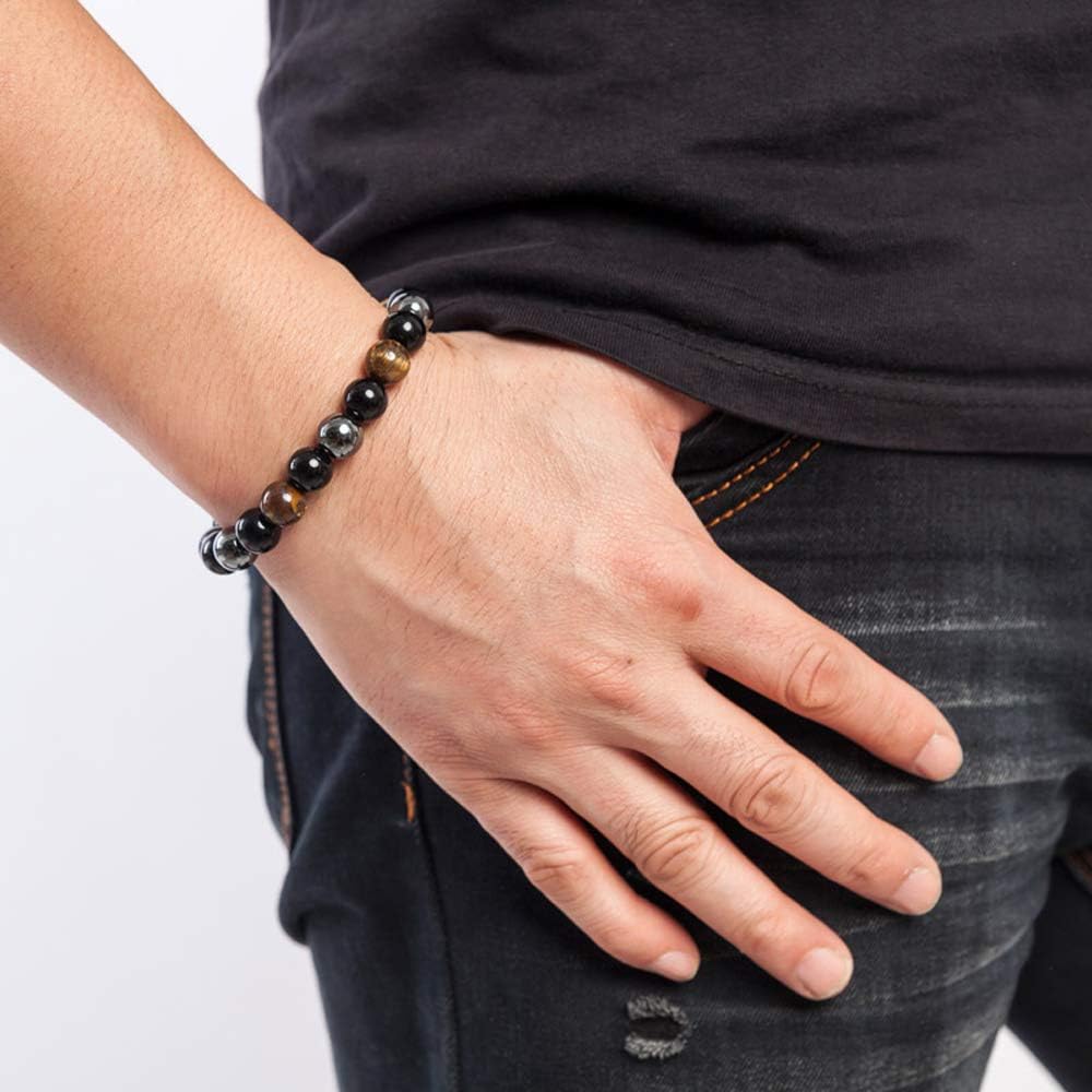 Thajaling 10MM Obsidian Bracelet Tiger eye Mala Tibetan Buddhist Buddha Meditation bangle, Black / Brown, 10 mm - Image 5