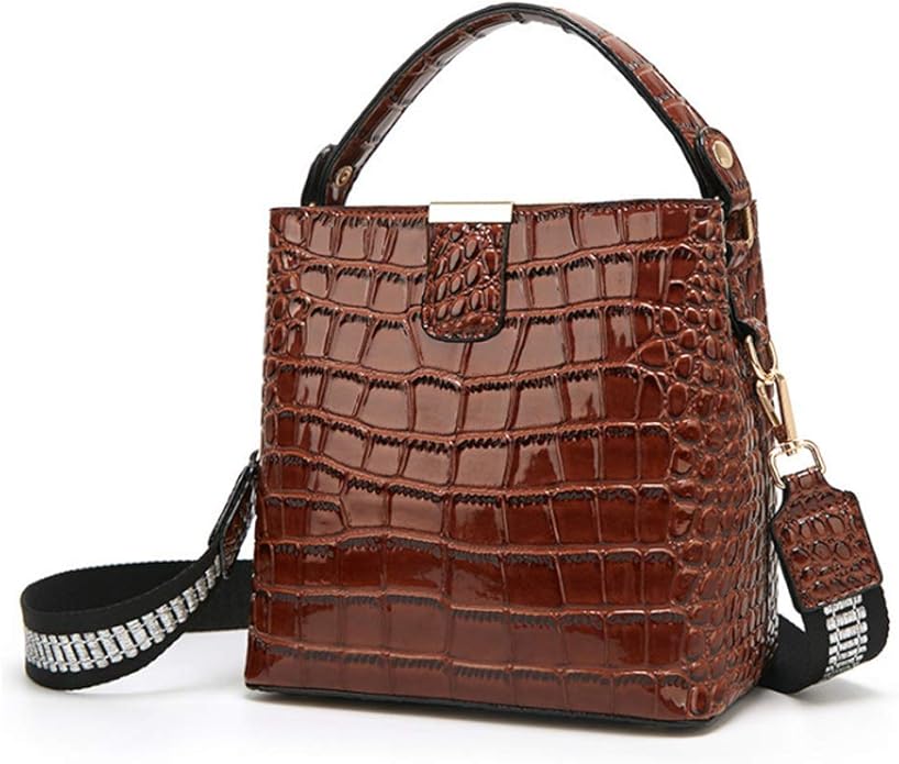 Ladies Bucket BagLackleder Crocodile Pattern Handtasche Schulter Diagonal Bag Fashion Ladies