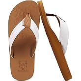 KuaiLu Men's Yoga Mat Leather Flip Flops with Arch Support Comfortable Cushion Walking Thong Sandals Slip On Indoor Outdoor