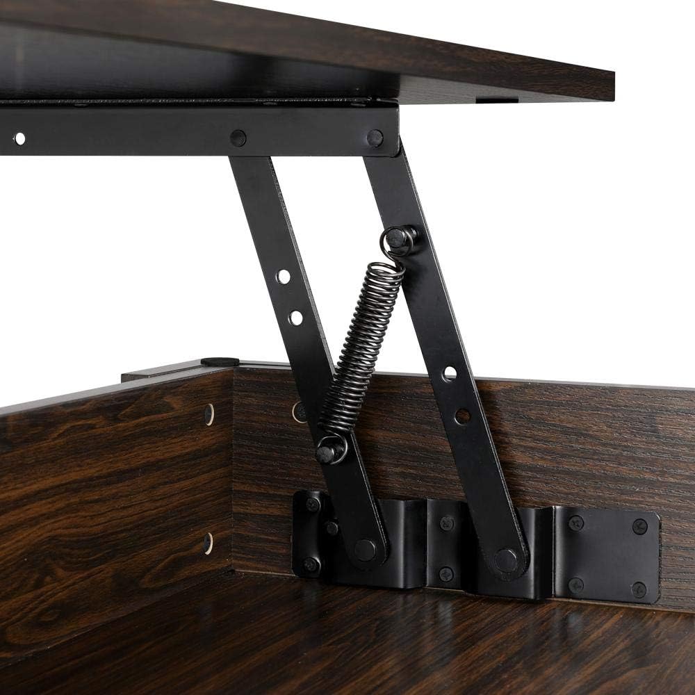 Yaheetech Adjustable Lift Top Coffee Table - with Hidden Storage Compartment for Living Room Espresso: Kitchen & Dining