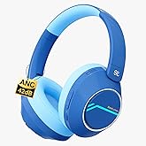 Steellumen Nova1Pro Active Noise Cancelling Headphones for Kids, 3-Level Safe Volume 75/85/94dB, ANC Safe Wireless Listen, Fast Charging, Bluetooth 5.4 with Mic, boy Girl for School, Travel & Airplane