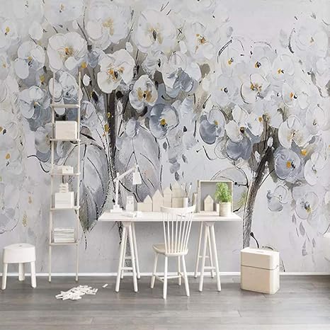 Amazon Kahsfa Fondo De Pantalla 3d Moda Moderna Flores Blancas