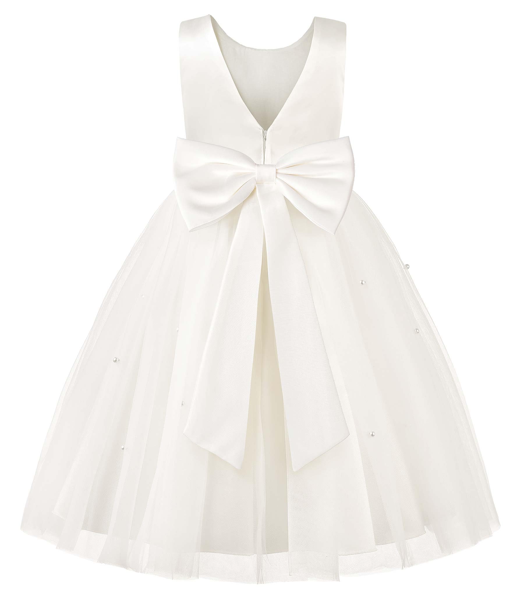 Photo 1 of ***BROKEN ZIPPER AND MISSING BOW***
JerrisApparel Flower Girls Dress Wedding Satin Dresses Princess Birthday Party Prom Ball Gown (4T, Ivory)