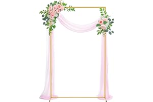 Wokceer Wedding Arch Backdrop Stand 6.6x4 FT Square Wedding Arches for Ceremony Gold Metal Balloon Arch Frame for Wedding Birthday Party Garden Arbor Anniversary Event Christmas Decor