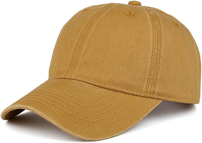 ZOMOY Vintage Washed Dyed Cotton Twill Low Profile Adjustable Baseball Cap (Yellow)
