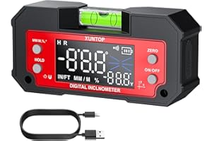 XUNTOP Digital Angle Finder Tool Dual Axis X-axis of 4×90° and Y-axis of ±60° Powerful Magnetic Base Level Box Rechargeable D