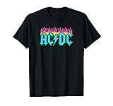 AC/DC Rock Music Band Neon Flames T-Shirt