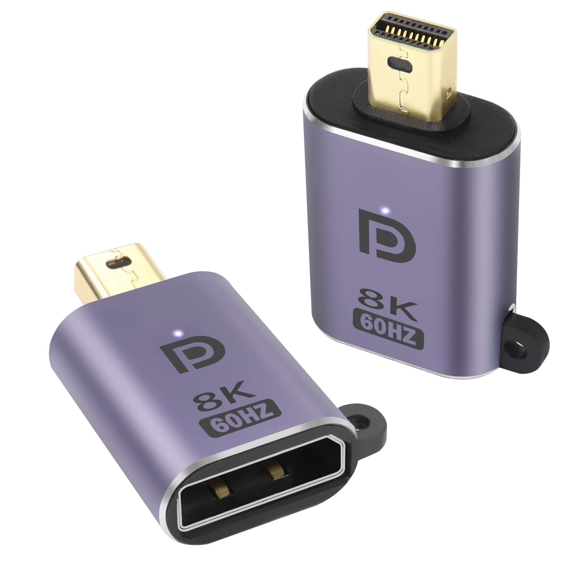 QIANRENON Mini DP to DP Adapter 8K@60Hz, 2Pcs, Supports 8K@60Hz 4K@120/144Hz, 2K@144/165Hz, Compatible with MacBook, Surface, Laptop, Monitor, HDTV, Gaming Console