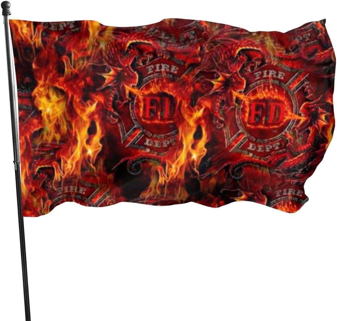 Amazon Com Jiflagfor 3x5 Foot Fire Department Dragon Fire Flag Garden Outdoor