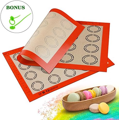 Silicone Macaron Baking Cookie Mat - Silicone Baking Mat Set Baking Liners Half Sheet 16 1/2" x 11 5/8" Reusable Nonstick Kitchen Pastry Mat