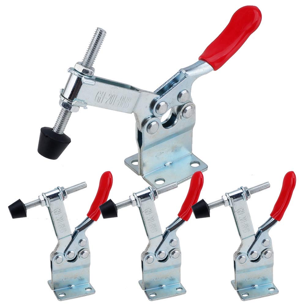 IMAGINE 4Pcs Hand Tool Toggle Clamp 201B 198lbs Antislip Red Horizontal Clamp Quick Release Tool (201-BHB Heightened Clamp)