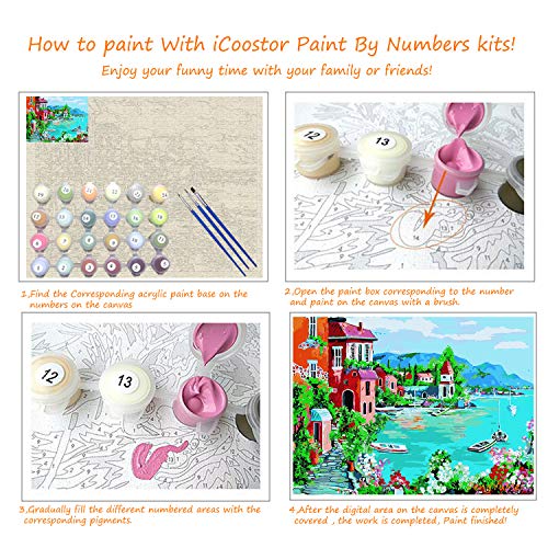 iCoostor Paint by Numbers DIY Acrylic Painting Kit for Kids & Adults