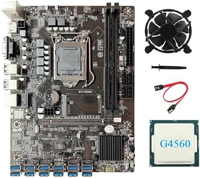 Lodokdre B250C BTC Mining Motherboard G4560 CPU 12GPU PCIE USB3.0 LGA1151 DDR4