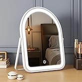 YEKKOPT Rechargeable Vanity Mirror with Lights,10"×7.8" Arched LED Makeup Mirror with Lights, Smart Touch Control Dimmable 3 Modes Light up Mirror for Dorm Desk Dressing Room,Gift for Women