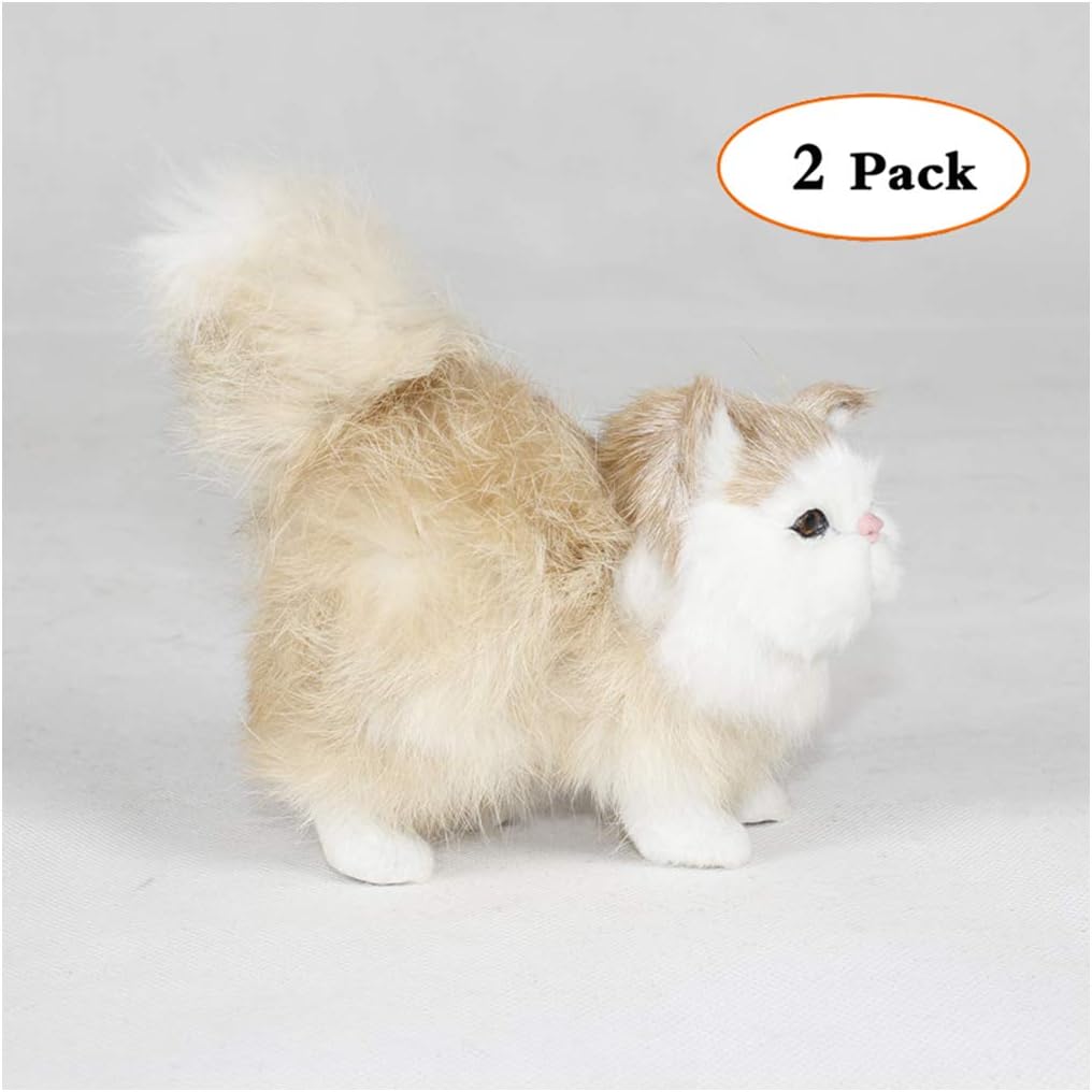 Simulation Animal Model Lovely Realistic Standing Cat Model Plush Toy Kitten Doll Ornaments for Home Desktop Garden Decoration Kids Creative Gifts