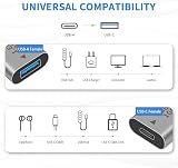 Duttek USB A Female to USB C Female Adapter 3.1 Gen2 10Gbps 2Pack view 5