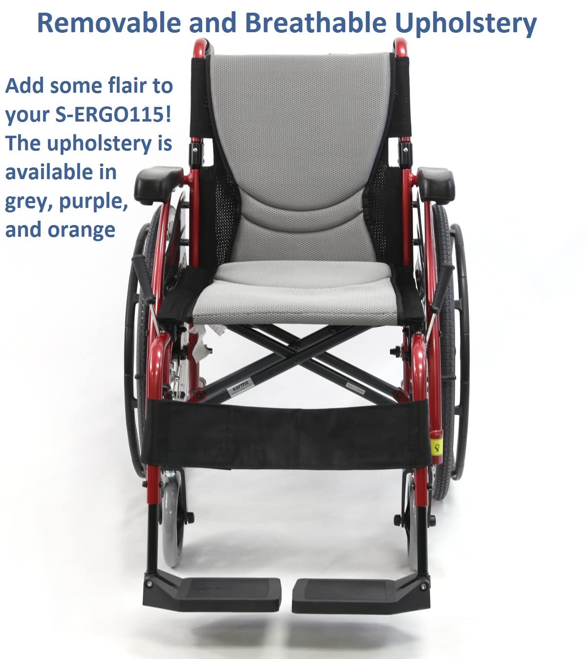 Karman S-115 25 lbs Ultra Light Ergonomic Wheelchair with Removable Footrest Red Color