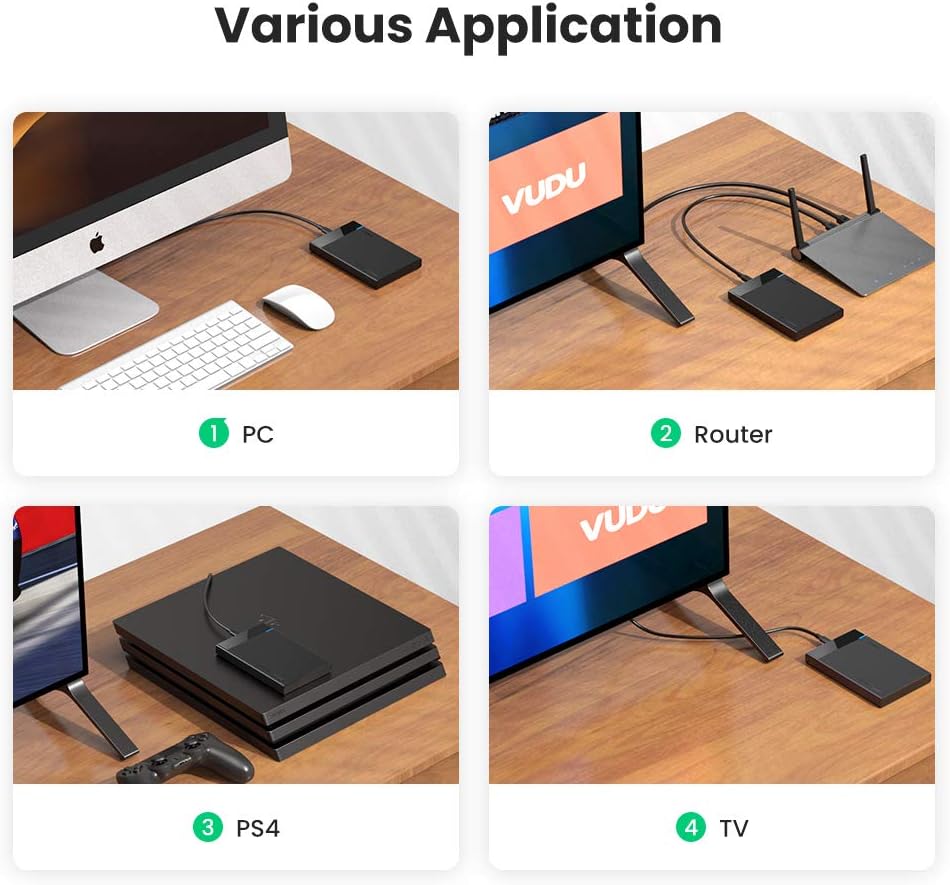 UGREEN 2.5" Hard Drive Enclosure, USB 3.0 to SATA III for 2.5 Inch SSD & HDD 9.5mm 7mm External Hard Drive Case Support Max 6TB with UASP Compatiable for WD, Seagate, Toshiba, Samsung, Hitachi: Computers & Accessories