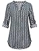MCKOL Casual Tops For Women, Ladies Split V Neck Flowy 3/4 Cuffed Sleeve Geometric Printed Chiffon Tunic Top Shirts(Dark Cyan,Large)