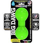 Ruff Dawg Big Dawg - Indestructible Dog Toy for Rough Play - Barbell Shape Bounce for Chase, Catch - Shred-Resistant Plastic - Colors Vary - 1 Toy