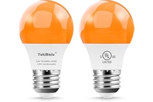 YukiHalu LED Amber Orange Light Bulbs, A15 1600K E26 600Lm, Non-dimmable 60W Equivalent Soft Warm Sleep Light Bulbs for Healt