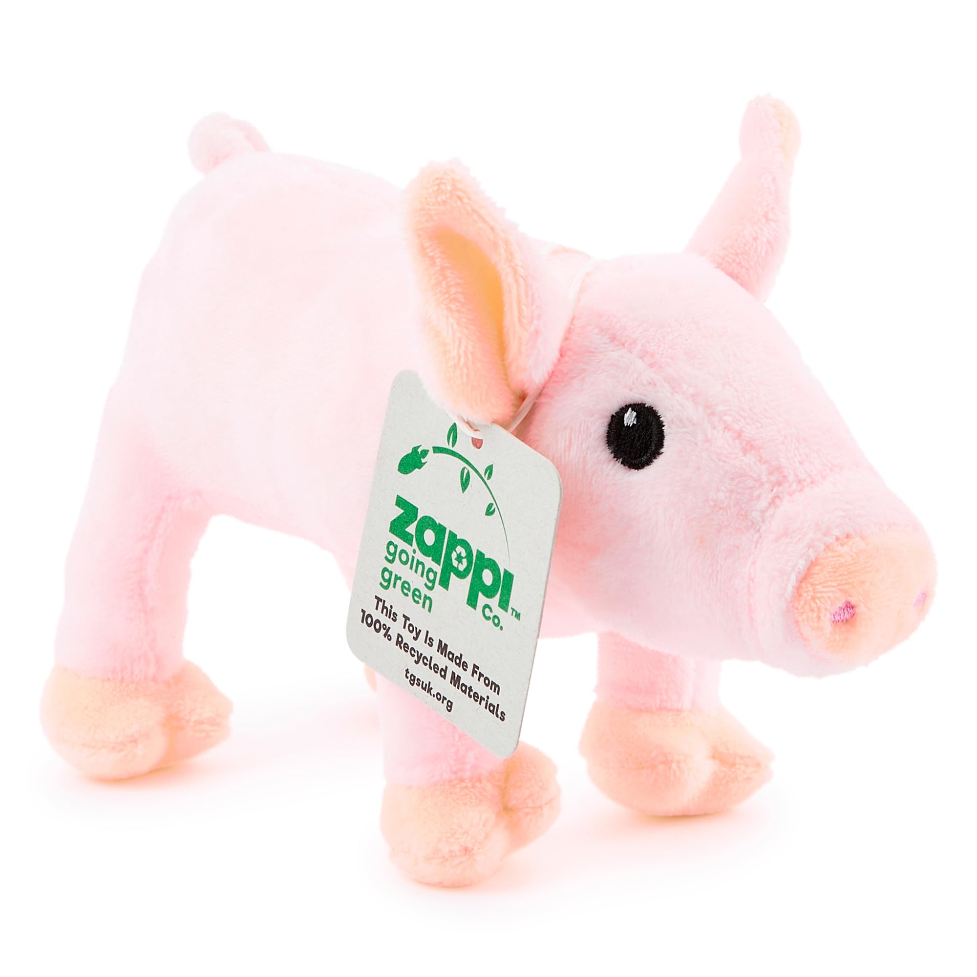 Zappi Co 100% Recycled Plush Piglet Toy (14cm Length) Stuffed Soft Cuddly Eco Friendly animals Collection For New Born Child First kid pig — image 1