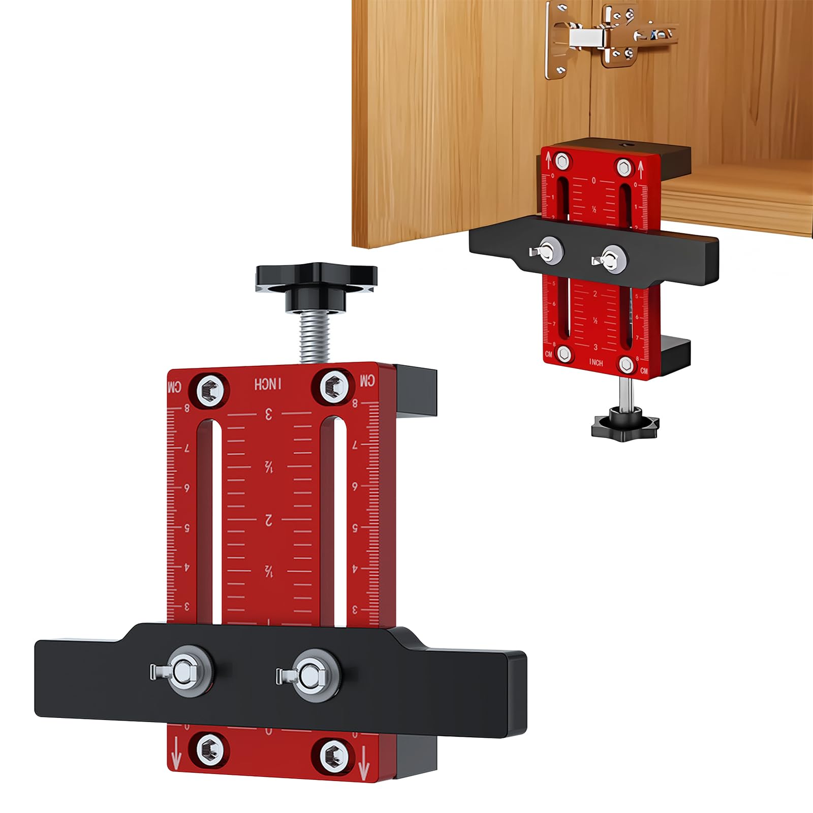 Cabinet Door Positioning Jig, Adjustable Cabinet Door Installation Positioner, Aluminum Alloy Cabinet Door Mount Locator Cabinet Hardware Jig for Woodworking DIY Cabinet Tool (1)