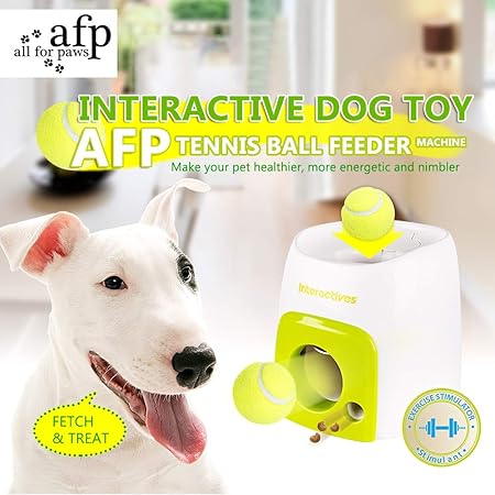 Walmeck- ALLE FÜR Pfoten Tennisballmaschine Fetch and Treat Food Reward Interaktiver Hundespielzeug-Feeder-Maschine für Hunde