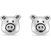Boma Jewelry Sterling Silver Pig Farm Animal Stud Earrings