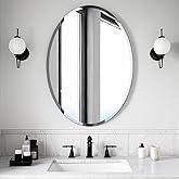 Bathroom Mirror for Over Sink, Oval Frameless Mirror, Beveled Polished Wall Mirror for Bathroom, Bedroom, Vanity and Entryway 20" x 28"