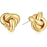 Gold/Silver Knot Stud Earrings Chunky Link Earrings Cute knot Earrings for Women Trendy Jewelry